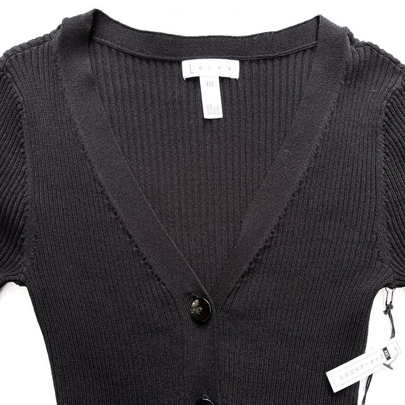 Leith Ribbed Knit Top V Neck Long Sleeve Henley NWT XS - Picture 5 of 10